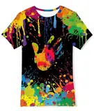 Fanient Tshirt Jungen Mädchen 3D Tshirts Kinder Farbtintenstrahl Druck T-Shirt Kurzarm Shirt für Kinder 9-12 Jahre M