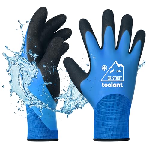 OriStout Arbeitshandschuhe für Herren und Damen, Touchscreen, Wassdichte Handschuhe, Thermohandschuhe Winter, Gartenhandschuhe für kaltes Wetter, Blau, Medium