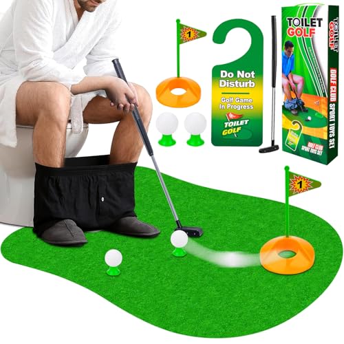 Pipihome Golf Männergeschenke, Toiletten Golf Spiel, Spaßgeschenke Lustige Wichtel Geschenke für Männer Golfer, Minigolf Set für Zuhause, Indoor Mini Golf Klo Spiel, Badezimmerspiel