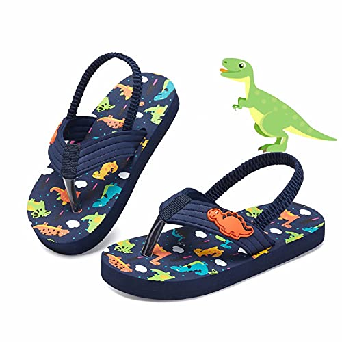 Kinghealth Zehentrenner Kinder Flip Flop Mädchen Jungen Sandalen mit Riemchen für Sommer und Strand Dinosaurier GR 32/33