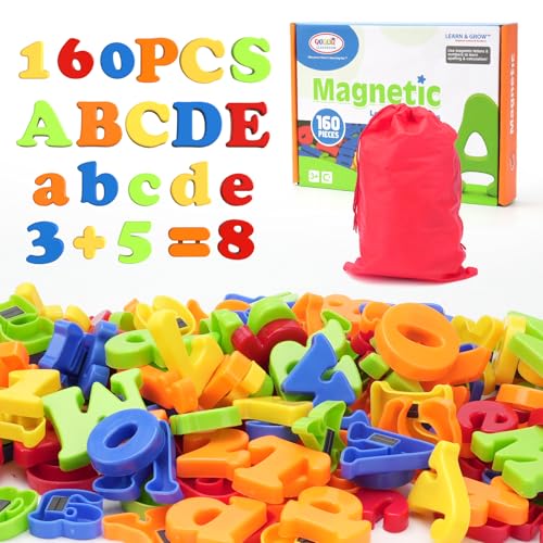 BunnyJOY Magnetbuchstaben 160 Magnet Buchstaben und Zahlen, Magnete Kinder für Magnettafel, Lernspielzeug Spielzeug