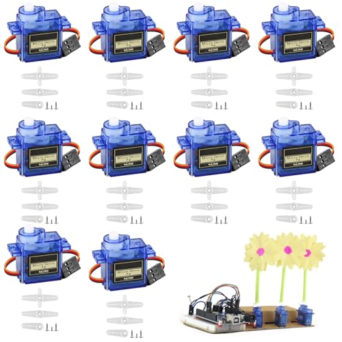 10 Stück 9G Micro Servo Motor : Mini Servomotor für Arduino, Mini Modellbau Servos mit Kabel, Micro Servo Motor für RC Robot Arm/Hand/Gehen Helikopter Flugzeug Auto Boot Steuerung