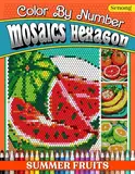 Summer Fruits Mosaics Hexagon Coloring Books: Color by Number with 50 Fruits Hexagon Art for Stress Relief and Relaxation