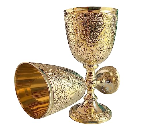 EXNOT Kelch aus Messing im Vintage-Stil, 1 x königlicher Weinbecher von König Arthur – Renaissance-Mittelalter-Geschenke für Kommunion, Weihnachten, 1 Stück königlicher Kelch, katholische Kirche,