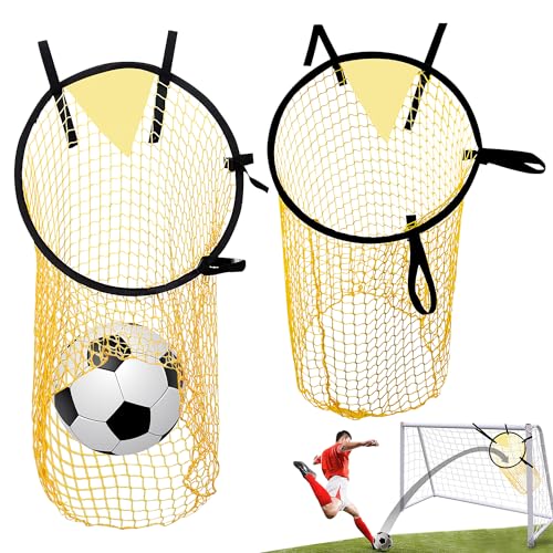 Fussball Ziel Fußballtor Zielnetz 2Stk 45x60cm Ecke Schießen Ziele Fokus Fußballzielnetz für Training mit Rahmen für Kinder Erwachsene Fußballliebhaber Gelb