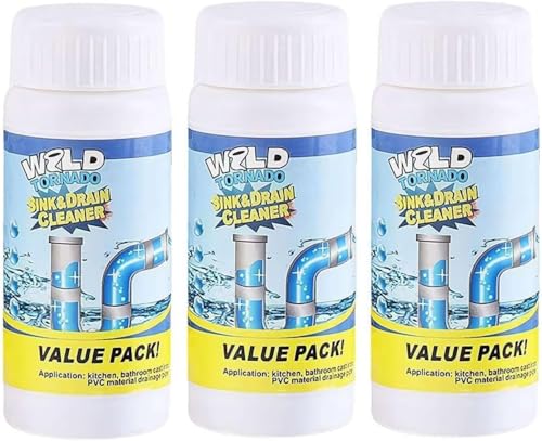 Powerful Sink & Drain Cleaner, Wild Sink and Drain Cleaner, Drain Cleaner, Drain Clog Remover, Pipe Dredge Deodorant, for Kitchen Bathroom Toilet Pipes Dredging (3PCS)