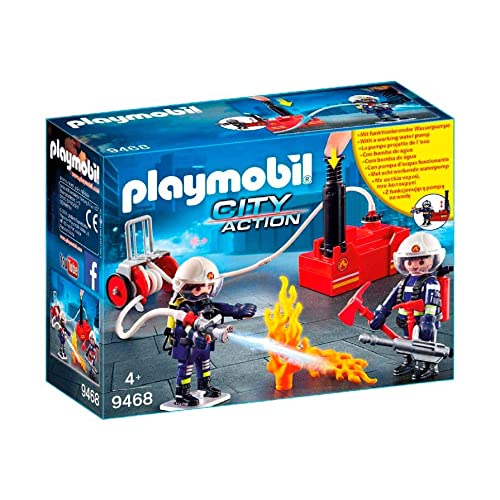 PLAYMOBIL City Action 9468 Feuerwehrmänner mit Löschpumpe, Ab 5 Jahren