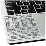 SYNERLOGIC Mac OS (Ventura/Monterey/Big Sur/Catalina/Mojave) Keyboard Shortcuts, M1/M2/Intel No-residue Clear Vinyl Sticker, Compatible with 13-16-inch MacBook Air and Pro