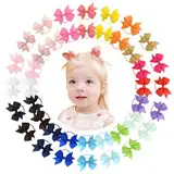 40pcs 2 Zoll Baby Mädchen Haarschleifen Haargummis Elastisches Stirnband Pferdeschwanzhalter Haarband Haarschmuck für Kinder Kleinkinder