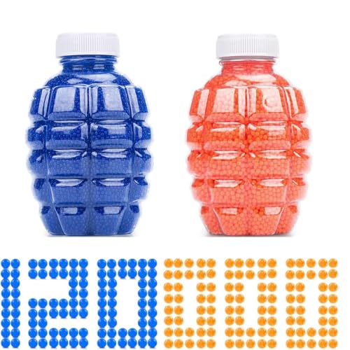 Gel Balls, Gel Munition 120000 Blau Perlen, Pflanzen Füllstoff und Deko Wasserperlen, Gel Balls Blaster Gun Nachfüllgeschosse (7-8 mm, 2 bottles-60,000 Pieces/Bottle)