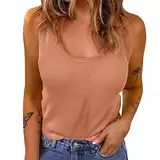 Ygnrggh Elegant Vintage Ärmellose Weste Damen Solid T-Shirt Casual Pullover Oberteile Loose Fit Tank Tops Frauen Ärmellose Basic T Shirt