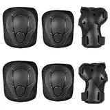 WolinTek Knieschoner Kinder,6 in 1 Knieschoner Kinder,Protektoren Set Verstellbar Knieschoner, Ellenbogenschoner und Handgelenkschoner für Multisport Skateboard Roller Skaten Fahren (schwarz)
