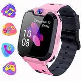 PTHTECHUS ® Kinder Smartwatch, Telefon Uhr mit Musik-Player, Video, Wecker, 16-Spiele, Aufkleber Kamera, Kids Smart Watch SOS, Kinderuhr Geschenk passend für Jungen und Mädchen im Alter von 4-14 Rosa