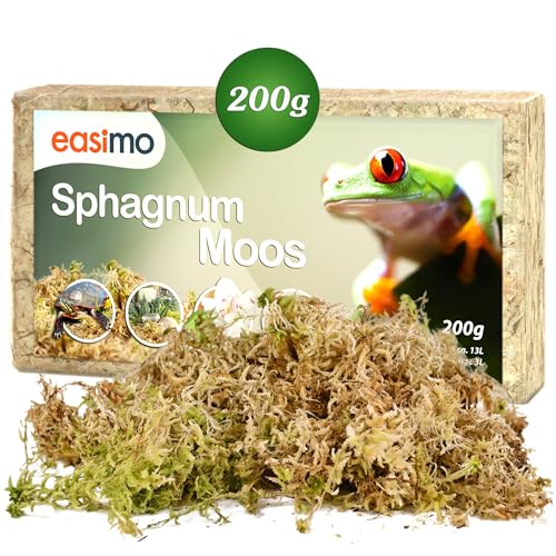 easimo | Sphagnum Moos für Pflanzen & für's Terrarium 200g I Moos für Orchideen Terrarien und andere Zimmerpflanzen I Lebendes Torfmoos Peat Moss