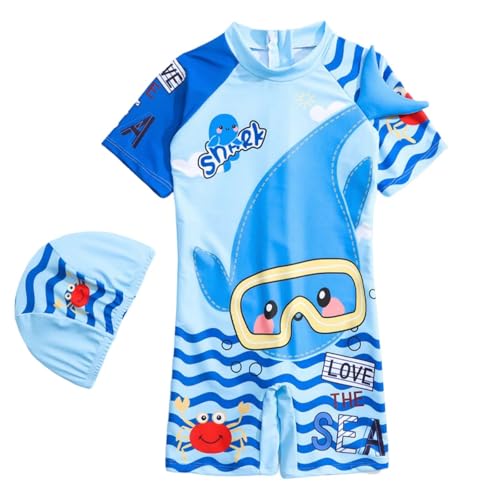 Generisch Badeanzug für Kleinkinder Badeanzug Jungen Kurzarm Kinder Baby Einteiliger Hawaii uv Schutz Bademode Baby Schwimmanzug Jungen Rashguard 6 Monate-5 Jahre