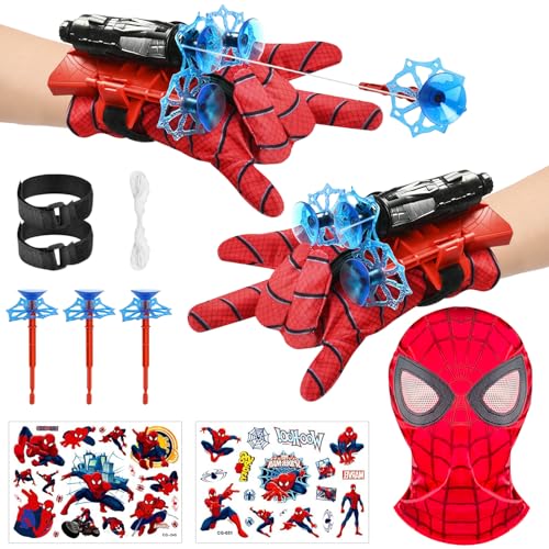 Launcher Handschuh, Spider Launcher Handschuh, Super Spider Launcher, Kids Spider Hero Handschuhe mit Maske und Aufkleber, Handgelenk Spielzeug Set, Cosplay Glove Launcher (A)