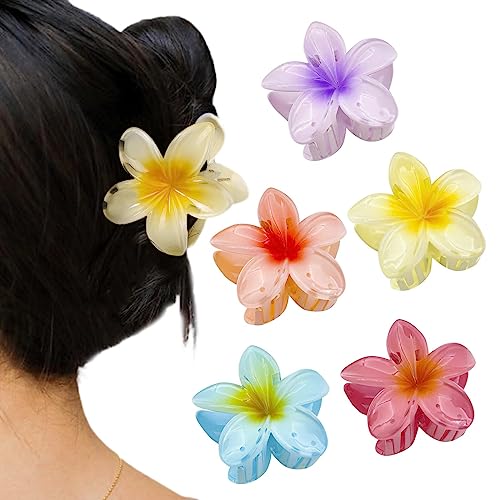 GWAWG 5 Stück Blumen Haarspangen Blumen Haarklammer für Mitteldickes Haar Klammer Starker Halt Im Hawaiianischen Stil für Frauen Mädchen