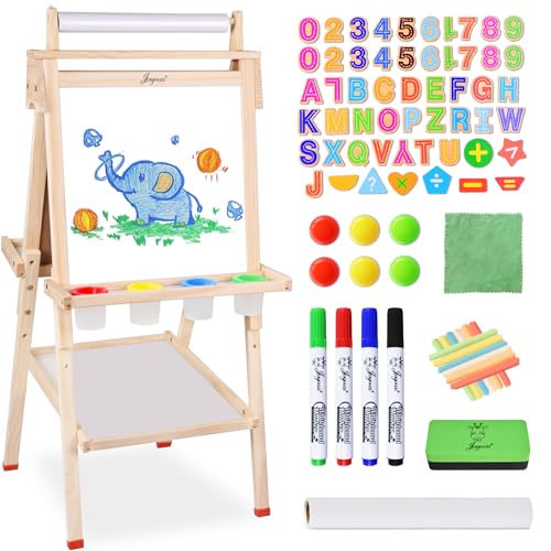 Joyooss Kindertafel mit Papierrolle, Tafel Kinder Höhenverstellbare Kreidtafel Doppelseitige Tafel und Whiteboard Kreidetafel Kinder Tafel (weiss)