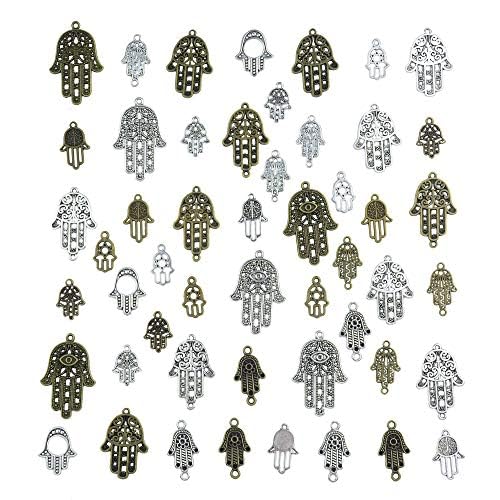 51 Stück Mini Hände Schmuck Anhänger Basteln Klein Metall Aesthetic DIY Charm Set Geburtstag Geschenk Deko für Armband, Kett, Ohrring, Halskett und Tasche Zubehör