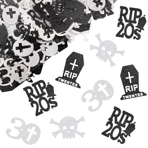Konfetti 30 Geburtstag Deko,100 Stück Rip 20s Deko Konfetti,Deko 30 Geburtstag Mann Frau,Tischdeko 30 Geburtstag,30. Geburtstag Deko Schwarz Silber,Rip Twenties Deko Confetti für Geburtstagsdeko 30