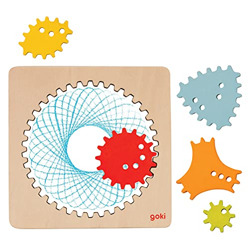 goki 58440 Spirograph 13 x 13 x 0,5 cm, Holz, 6 Teile, bunt