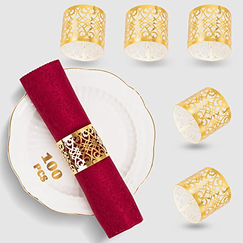 100 Stück Premium Serviettenringe, lasergeschnitten, aus Folie, Papierserviettenhalter für Hochzeit, Party, Abendessen, Tischdekoration, besondere Anlässe und Catering Services