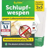 Hey Nature® Schlupfwespen gegen Lebensmittelmotten, 15 Karten (5 Karten à 3 Lieferungen). Effektiv Lebensmittelmotten bekämpfen mit Schlupfwespen gegen Motten. Alternativ zu Mottenkugeln & Mottenspray