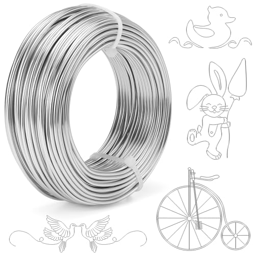 2mm Draht Zum Basteln 30m Aluminiumdraht Anodized Basteldraht Silber Schmuckdraht Wire Draht Sehr Weich, Biegsam und Vielseitig Verwendbar für die Herstellung
