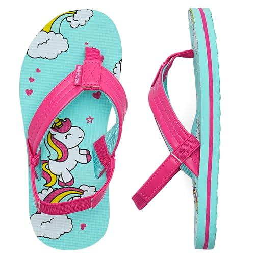 WateLves Flip Flops Kinder Badelatschen Kinder Sommer Zehentrenner Strand Sandalen MäDchen Jungen Unisex(Mondlicht Einhorn 26/27 EU)