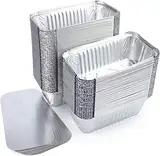 Miamex 25 Einwegschalen aus Aluminium mit Deckel zum Transport von Lebensmitteln, Einfrieren, Grillen, Backen, 480 ml