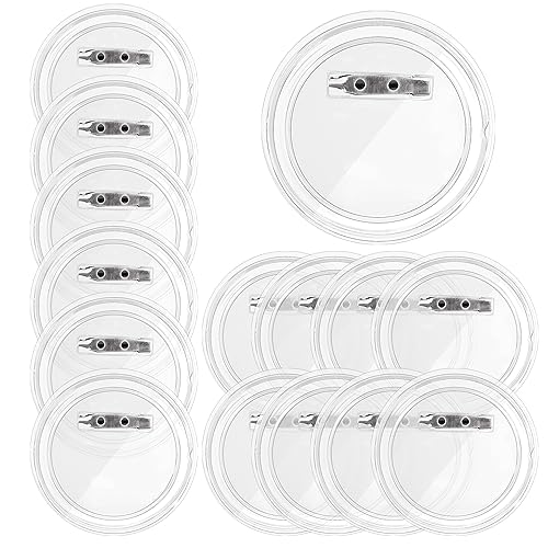 15Stück Buttons Selber Machen, buttons zum selbstgestalten Buttons Anstecker Acryl Design Pins Ohne Buttonmaschine Transparente DIY Ansteckbuttons Set 58mm x 50mm Button mit Anstecknadel für Foto Bild