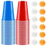 Litimkat Bierpong Becher Set,Beerpong Partybecher Enthält 50 Becher (500ML) und 12 Tischtennisbälle,mehrwegbecher,Für Party Trinkspiele,Party Geburtstag Festivals Hochzeit Camping