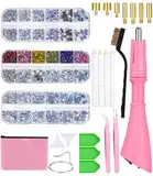 Kureny Bedazzler Kit mit Strass,Hotfix Applikator mit Strassstein,Hot Fixed Edelstein Handwerk Applicator mit 7 Applikatorspitzen,Farben Strass Kristalle für DIY Kleidung Schuhe