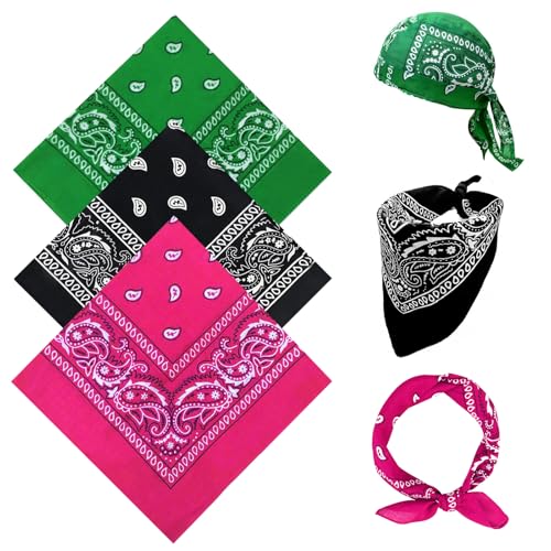 sularpek 3 Stück Bandanas, Kopftuch Herren, Halstuch Kopftuch Paisley Muster Taschentuch, Unisex Mode-Accessoires, für Mode, Sport und Haustiere