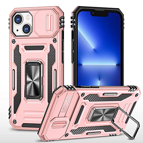YKNIUFLY Handyhülle für Huawei 15 Hülle, Robust, sturzsicher, Hinterer Ringhalter, Rundumschutz Cover Schutzhülle für Huawei 15.(Roségold)