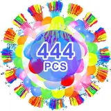 STFYUG 444 Stück Wasserbomben Selbstschließend,Bunt Wasserballons mit 4 Wasserhahn Anschluss,Wasserballons Wasserbomben,60 Sekunden Schnellfüller, Ohne Manuelles Verknoten (444-A2X)