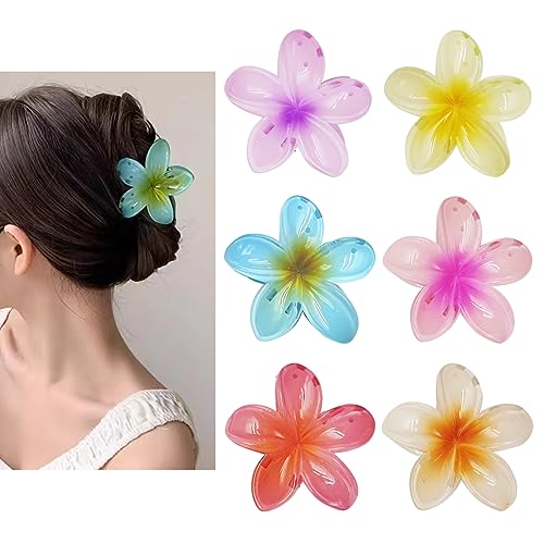 SIVLKI 6 Stück Haarklammer Blume, Niedliche Acryl Haarklammern für Damen, Flower Hair Clip für Dickes Haar, Claw Clip Kann Als Geschenk für Mädchen Verwendet Werden