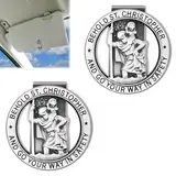 2 Stück Autoplakette christopherus,Christopher Medaille für Auto,Auto Saint Christopher Visierclip,Christopherus Auto,Heiliger Christophorus Auto,Heiliger christophorus für Autofahrer & Reisende