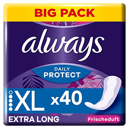 Always Daily Protect Slipeinlagen Damen, Extra Long (40 Binden) Big Pack, mit frischem Duft, atmungsaktiv, flexibel