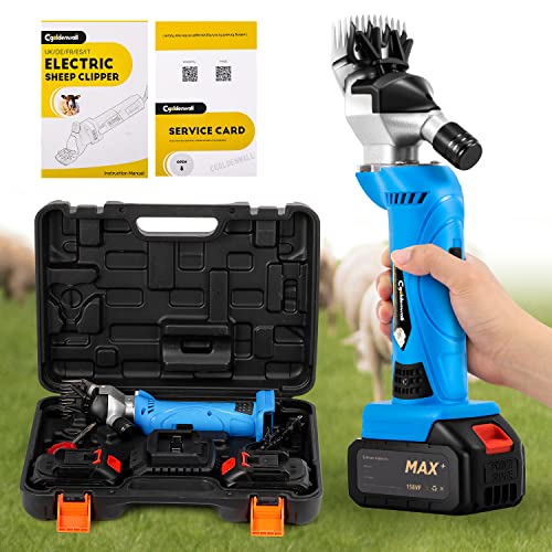 CGOLDENWALL Profi Schafschermaschine Elektrische Akku Schafschere 550W 2400RPM, Lithium-Batterie 6000mAh 10.8V für Kabellosen Gebrauch, Für Ziege Alpaka Kamel - 1 Extra Batterie & Schmieröl Enthalten