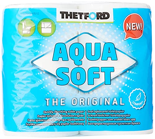 Thetford Aqua Soft WC Papier Toilettenpapier für mobile Toiletten 4 Rollen/Btl. Campingtoiletten Camping Outdoor Klopapier