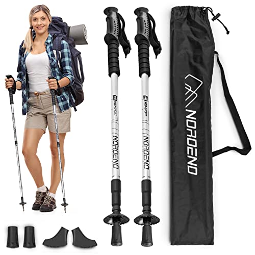 Hop-Sport Trekkingstöcke HS-0135TP Nordic Walking Wanderstöcke Set Anti Schock Teleskop - Silber