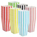 Bekith 120 Stück Popcorn Boxen, Bunt Streifen Popcorntüten, kleine Papier Popcorn Behälter Candy Container Süßigkeitentüten, ideal für Zuhause, Kino, Karneval, Party