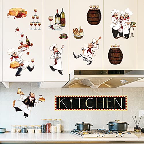 decalmile Wandtattoo Küche Chef Wandaufkleber Wein Kochen Wandsticker Küche Esszimmer Restaurant Wanddeko