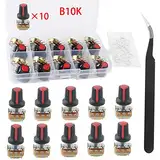 RUNCCI-YUN Potentiometer 10K 3 Terminal Drehpotentiometer mit Kappenmuttern und Unterlegscheibe (B10K-10PCS)