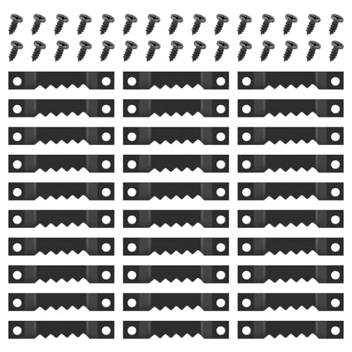30 Stück Bilderhaken Bildaufhänger für Wände Bilderhaken,Bilderrahmen Aufhänger, Aufhänger Für Bilder,Zackenaufhänger ,Pack of 100 Picture Hangers with 100 Screws,Tooth Hangers, Black