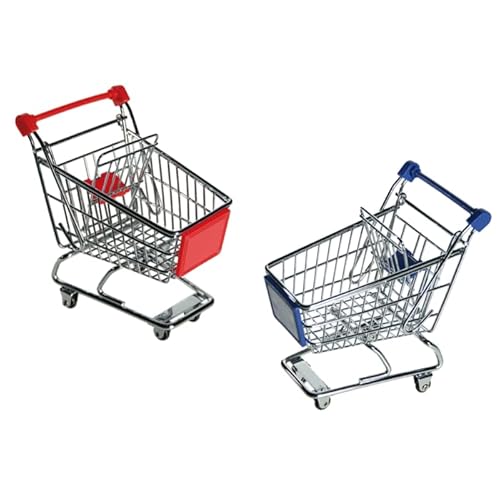 WAK Mini Metall Einkaufswagen 14x14cm Farbe: Rot oder blau je nach Lagerbestand