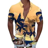 Männer Casual Kurzarm Frühling Sommer Turndown Neck 3D Gedruckt Shirts Mode Top Bluse Shirts Herren Hemd Apricot