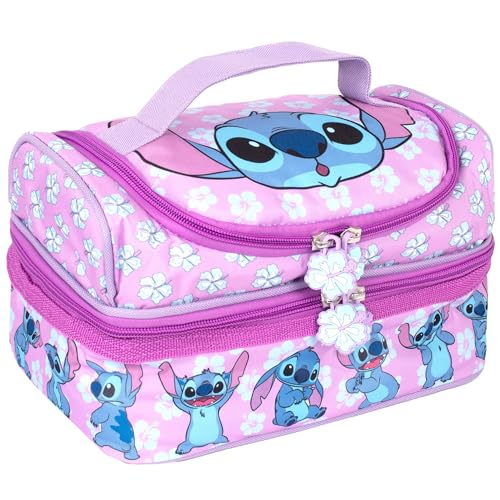 Disney Stitch Lunchtasche mit mehreren Fächern, für Kinder, Schule, thermisch isoliert, Doppeldecker, Lebensmittelbehälter für Mädchen