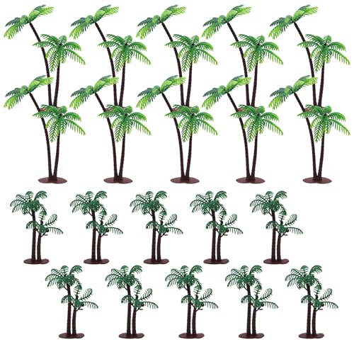 CONNECTION 20 Stück Miniatur Palme Modell Coconut Palmen Deko 14/8.5 cm Mini Palme Kokosnuss Kunststoff Modell Bäume Miniatur Palme Kunststoff für DIY Landschaft Gartendeko Geburtstag Kuchen Deko